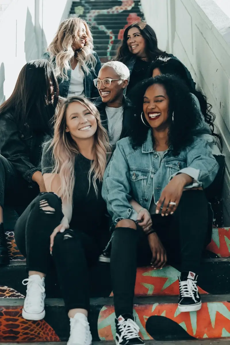 Woman Group on Stairs